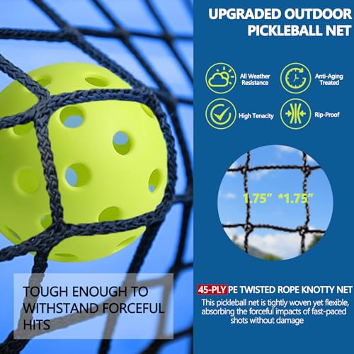 Pickleball Replacement Net 22x3ft, Professional Pickleball Nets Heavy Duty Nets Fits Standard Posts, Official Regulation Size for Indoor Outdoor Courts (Net Only)