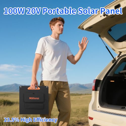 100W Portable Solar Panel for Power Station, Compatible with Jackery, Ecoflow, Bluetti, Anker and More Portable Power Stations, Weatherproof for Camping, RV, Emergency Power (100W)