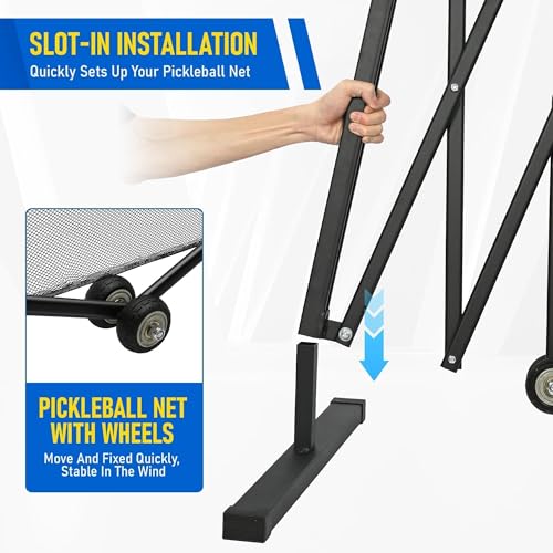 Inracity Retractable Pickleball Net with Wheels, Portable Pickleball Net Indoor/Outdoor with Heavy-Duty Metal Frame, Free Assembly, 22FT Pickle Ball Nets with Carry Bag for Driveway Backyards Garages