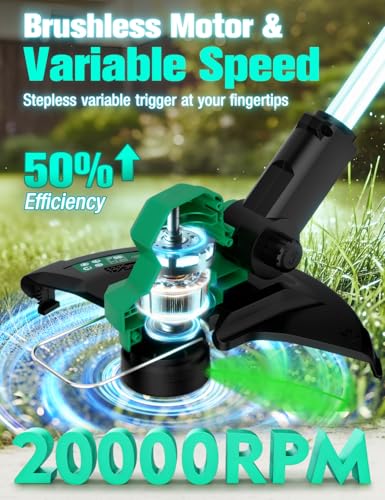 KIMO Weed Wacker and Blower Combo with 2 x 2.0Ah Battery & Charger, 12 Inch Electric Weed Eater w/6pcs Line Spools, 4-in-1 Leaf Blower Cordless w/Vacuum, 3 Nozzles & 20" Extended Tube for Yard, Garden
