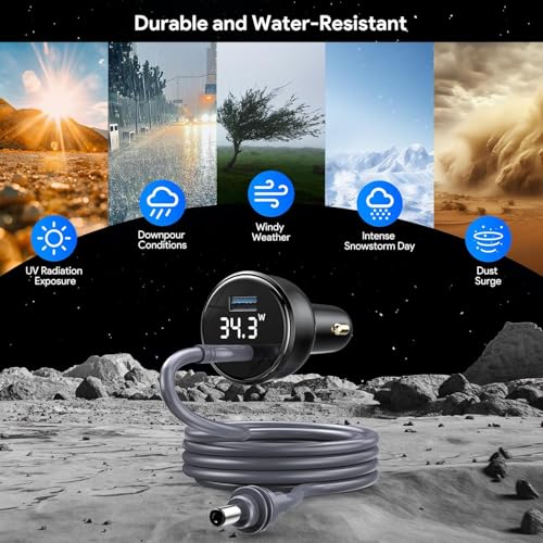ELUTENG Starlink Mini Cable 16FT DC Power Cable + Starlink Cigarette Lighter Adapter 12V Car Adapter Power Cable 18AWG Waterproof Cigarette Lighter to DC Cord 12V-24V for Starlink Mini Accessories