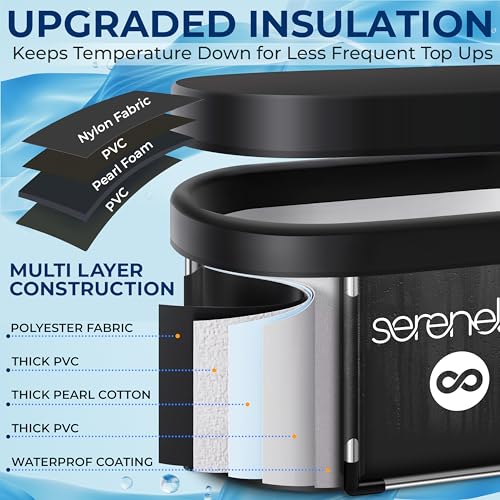 SereneLife 105 Gallon Insulated Oval Ice Bath Tub for Athletes, One Person Cold Plunge Therapy Recovery Pod for Recovery, Multi Layered with Aluminum Frame, Portable for Indoor Outdoor, Home, Gym Use