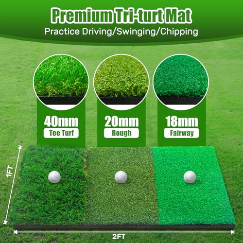 MFNMFN Golf Net with Practice Mat,Golf Hitting Aid Nets 10x7FT for Backyard Driving Chipping Training Swing,Gifts for Men Dad Him and Golfer