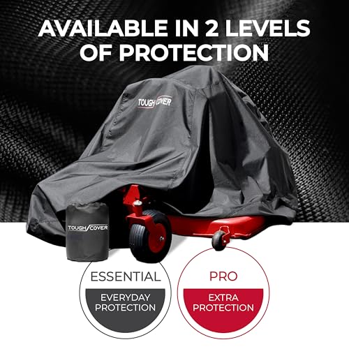 Tough Cover Zero Turn Mower Cover - 600D Marine-Grade Fabric, Black, Waterproof Outdoor Cover & UV Defense, Heavy-Duty Protection for Lawn Tractors, Universal Fit for Riding Lawn Mowers