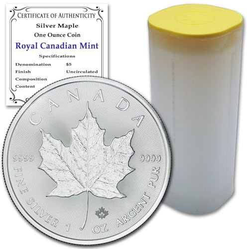 1988 - Present (Random Year) Lot of (25) 1 oz Silver Canadian Maple Leaf Coins Brilliant Uncirculated with Certificates of Authenticity $5 Seller BU