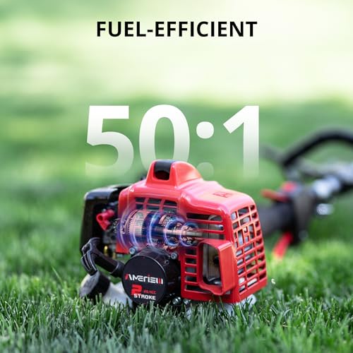 AMERISUN Weed Wacker Gas Powered 26cc, Gas Trimmer Edger Mower 2 in 1, Weed Eater 2 Cycle Air-Cooled Engine 10'' Brush Blade 16'' Cutting Width with Rubber Handle & Shoulder Strap Quick Start