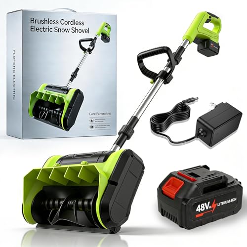 Brushless Cordless Snow Shovel, 13Inch Electric Snow Blower with 4.0 Ah Battery and Charger, Battery Powered Snow Removal, Lightweight Snow Blower Shovel for Pathways,Patios,Decks & Driveways (1*Bat)
