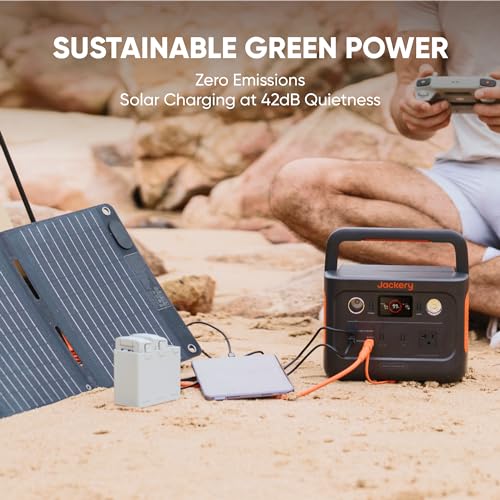 Jackery Solar Generator 240 v2 and 40W Mini Solar Panel, 256Wh LiFePO4 Battery, 300W AC & 100W USB-C Output, Ultra Fast Solar Charging for Outdoors, Camping, Travel & Emergencies (Renewed)