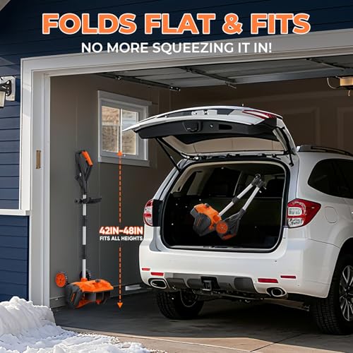 Cordless Snow Shovel, 3500W Battery Snow Blower with Dual 6.0Ah Anti-Freeze Batteries & Base Plate, 25.6Ft Throw, 13Inx7In Brushless Snow Shovel with Wheels for Driveway Sidewalk Snow Removal
