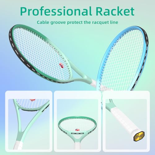 Pro Tennis Racket for Adults, 2 Player 27 inch Speed Tennis Racquet Acceptable for Beginner and Professional with 3 Tennis Balls, 2 Vibration Dampes, 2 Overgrips, Tennis Bag