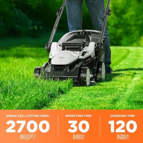 Litheli 40V (2 x 20V) 16" Electric Lawn Mower Cordless, Brushless Lawnmower with 6-Height Adjust, Portable & Lightweight Push Battery Powered Lawn Mower (2 * 4.0AH Batteries Included)