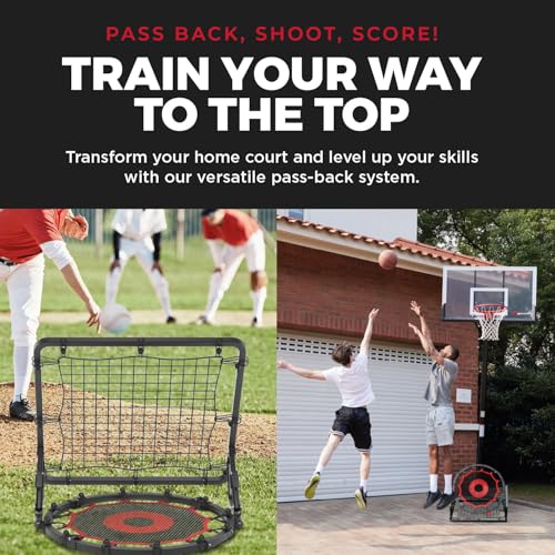 IE Sports Basketball Rebounder Multi-Sport Rebound Net with 9 Angle Adjustments and Return Attachment for Soccer, Pickleball and Baseball, Red