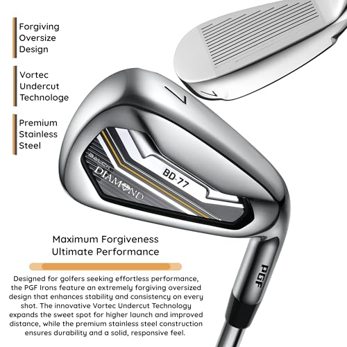 PGF Labs Men's Black Diamond BD-77 Complete Golf Club Package Set [14-Pieces][Flex: Regular] [Hand: Right] [Length: Standard]