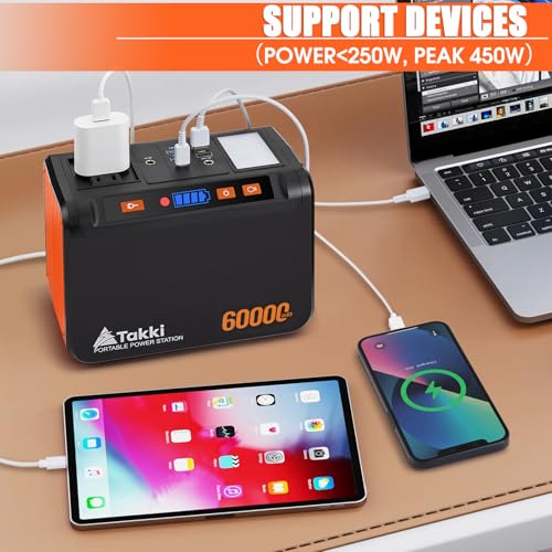 Takki Solar Generator 250W Portable Power Station with 40W Solar Panels 222Wh Pure Sine Wave Camping Lithium Battery Power Pack with AC 110V Outlet for Camping CPAP Home Use Emergency Outdoor