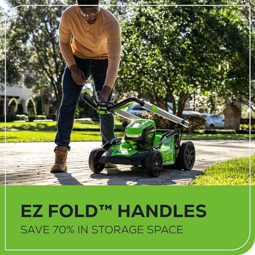 Greenworks 80V 21" Self-Propelled Cordless Lawn Mower – Brushless Motor, LED Lights, 4.0Ah Battery & Rapid Charger (75+ Compatible Tools)