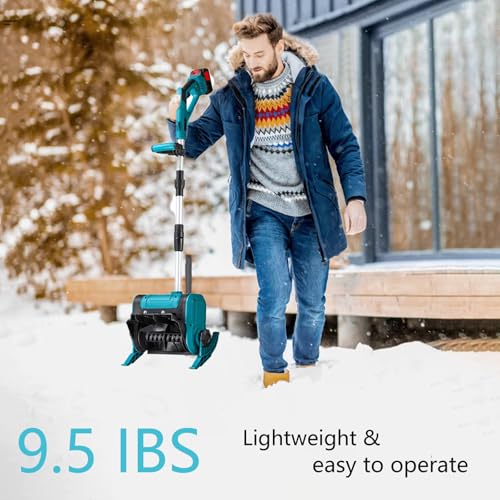 Cordless Electric Snow Shovel, with 2×4.0Ah Battery & Charger, 12 in Foldable Lightweight Snow Blower Cordless, with Battery Capacity Display, 20 ft Throwing Distance for Driveway Sidewalk Walkway