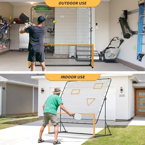 MR Pickleball Rebounder 6’x6’, Adjustable Angle & Height Pickleball Rebounder, Tennis Rebound Net, Pickleball Solo Training Equipment for Dinks Volleys Accuracy Coordination Kitchen Control