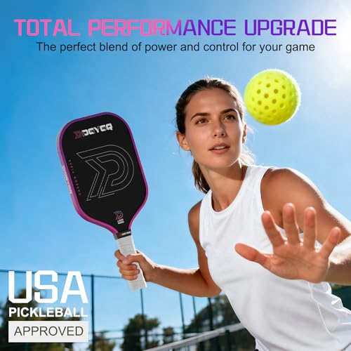 DGYGQ Professional Carbon Fiber Pickleball Paddle-16mm, Superior Control, Strong Power and Forceful Spin with 16mm Honeycomb Core Pickleball Rackets (Pink and Purple)