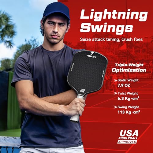 Pickleball Paddles for Advanced Players | Control & Power | Ti-Carbon Hybrid Face | V-Sonic III Kinetic Core 16MM | Large Sweet Spot | Mid-Weight | Extended Grip | USAPA (Titan800 TiCarbon)