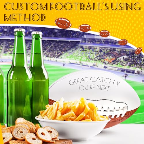 Jenaai 6 Pcs 8.27in Autograph Football Blank White Panels Mini Official Size 3 Autograph Footballs Customized Signature Team Balls Trophy for Rugby Game (Double Sided Blank)