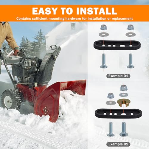 CheeMuii 490-241-0010 Snowblower Slide Shoes with Mounting Hardware Kit Universal Snow Thrower Poly Slide Shoes Fit for MTD Craftsman Troy-Bilt Yard Machines 2-Stage & 3-Stage Snow Throwers