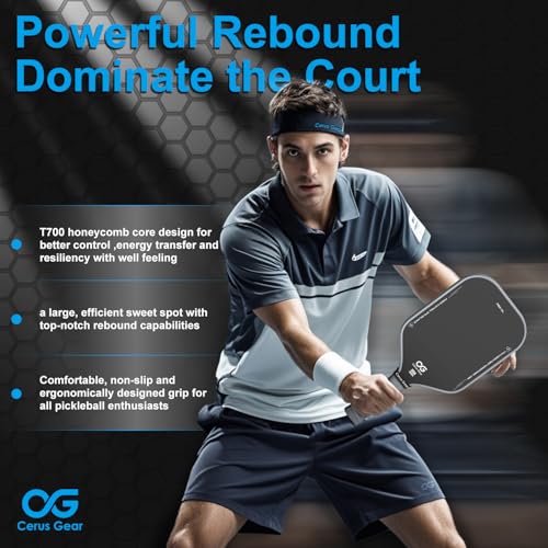 Pickleball Paddles Pro | 4-Layer T700SC Raw Carbon Fiber & 16MM Reinforced Polymer Honeycomb Core | Thermoformed Pickle Ball Racket | Max Spin & Control | USAPA Approved