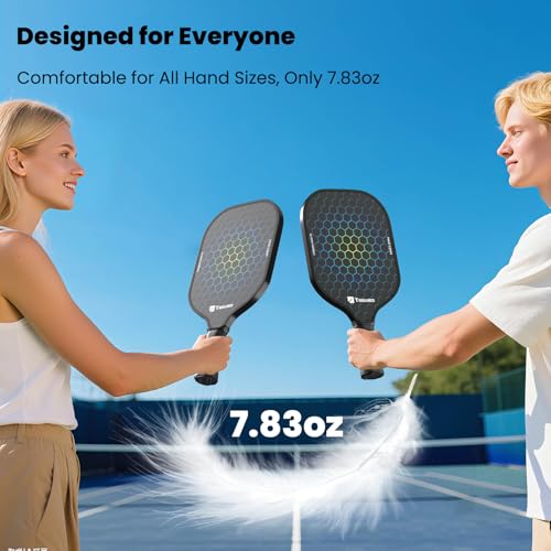 Toovem Carbon Fiber Pickleball Paddles – Lightweight 2 Sets T300 / 1 Set T700 Pickleball Paddle Carbon Fiber Racket, Pickle Ball Paddles Gifts with Bag & 4 Balls, for Beginner to Advanced Players