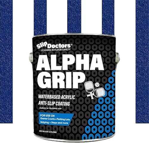 Alpha Grip Pickleball Court Paint for Concrete, Asphalt and Stone – Non-Skid Coating for Superior Traction (Pickleball Blue, 1 Gallon)