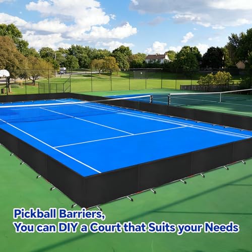 Tcatec Pickleball Ball Barriers 3 Pack - Court Dividers for Pickleball Courts, Portable Black Barriers for Ball Containment and Court Division