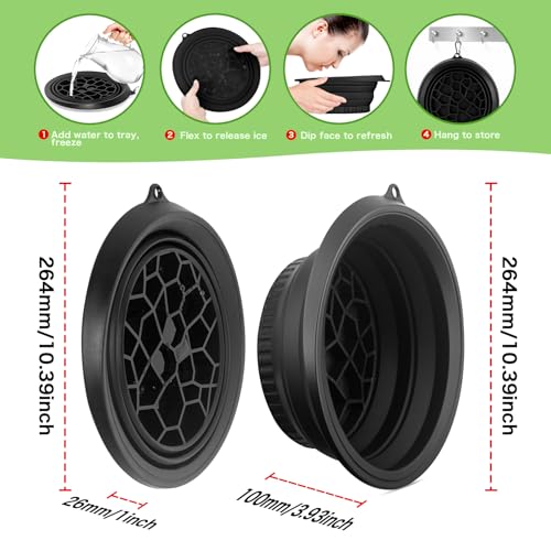 Snipeup Foldable Ice Bowl with Built-In Ice Tray – Silicone Facial Ice Bath for Shrinking Pores, Boosting Circulation, Cold Plunge Skincare Gift for Men & Women (Black)