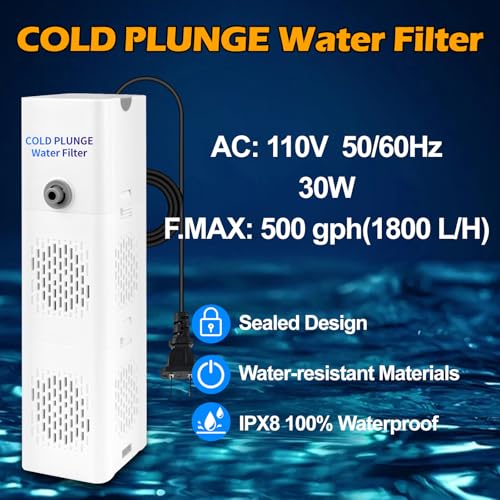 GFYYBKJ Cold Plunge Filter, 500 GPH Cold Pod Ice Bath Tub Filter, Ice Bath & Cold Plunge Accessories, Reusable Ice Bath Tub Filter, Ice Bath Water Cleaner