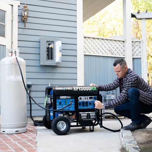 DuroMax XP13000HX 13,000-Watt Dual Fuel Portable Generator - Gas & Propane, Electric Start, Whole Home Power Backup, Transfer Switch Ready, RV & Emergency Ready