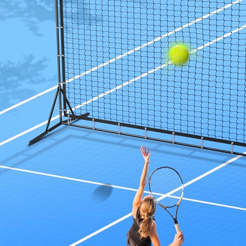HamRoRung 9.3*7.4ft Portable Tennis Rebounder Net, Tennis Practice Wall, Tennis Training Net for Tennis Racquet Sports Ball Pickleball, Tennis Backboard Net for Tennis Court Backyard Outdoor Training,