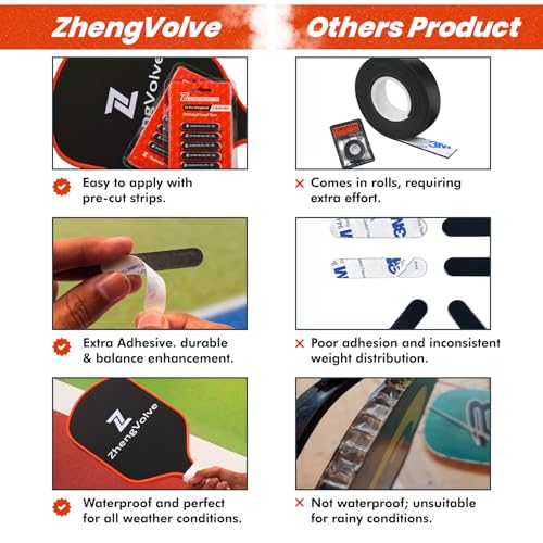 Pickleball Lead Tape Pack of 10, Extra Strong Adhesive, 3g Weighted Edge Guard Strips, Waterproof Pickleball Lead Tape Strips, Enhance Power, Swing & Paddle Balance, Black