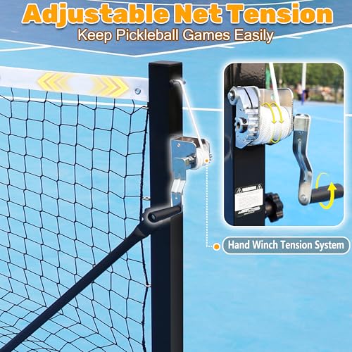 Seliyoo Pickleball Net for Driveway Court Backyard,Heavy Duty Pickleball Nets with Wheels and Hand Wich,22FT Regulation Size for Outdoor Indoor, Tool Free Pickleball Net System with Carrying Bag