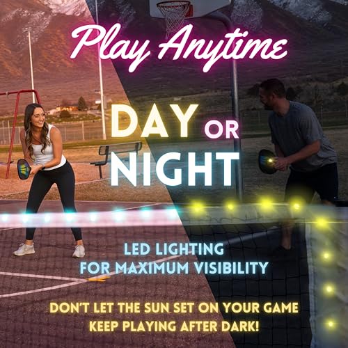 Prime Finds LED Portable Pickle-Ball Net, 22ft Regulation Size, 4 LED Pickle-Balls, 12 Pickleball Court Markers
