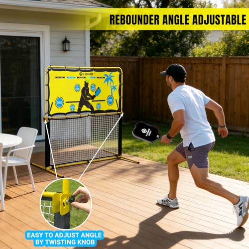 G-SQAURED 6X6Ft 2 in 1 Pickleball Rebounder Net - Adjustable Angle Training System & Standard Game Net, Durable Iron Frame with 28KG Tension Ropes for Backyard Practice