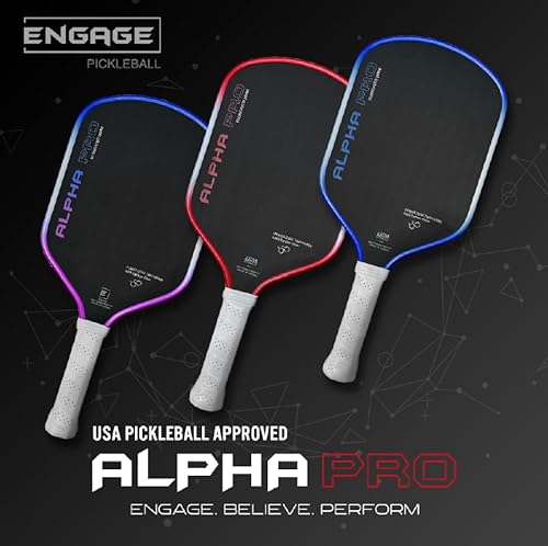 Engage Pursuit Alpha Pro 14mm Pickleball Paddle - Royal Blue | Raw Carbon Fiber Face, 8.0 oz Elongated Speed Paddle for Aggressive Play