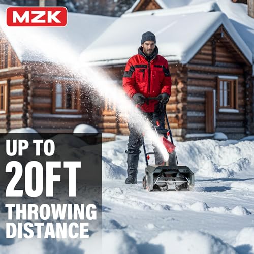 MZK 16-Inch Electric Walk-Behind Snow Blower with 20ft Throwing Distance, Electric Snow Blower with 13-Amp Motor,Directional Chute Control, Black(SB16A06)