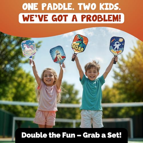 Dany x Kevin Kids Pickleball Paddle – Dinosaur Design for Ages 3–12 | Lightweight Fiberglass (0.37 lbs) | Small Grip for Easy Control | Fun Beginner Gift for Boys, Girls, Toddlers & Youth