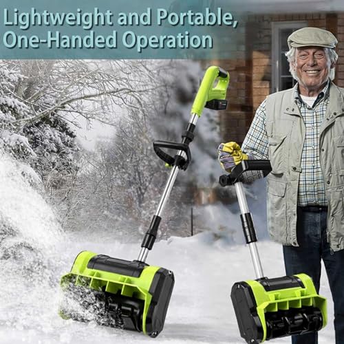 2026 Upgrade Electric Snow Blower Shovel, 20V Cordless Electric Snow Shovel - 16ft Throwing Distance, 12" Width, 45°Adjustable Directional Plate, Snow Thrower Kit for Driveway, Deck, Patio (2Battery)
