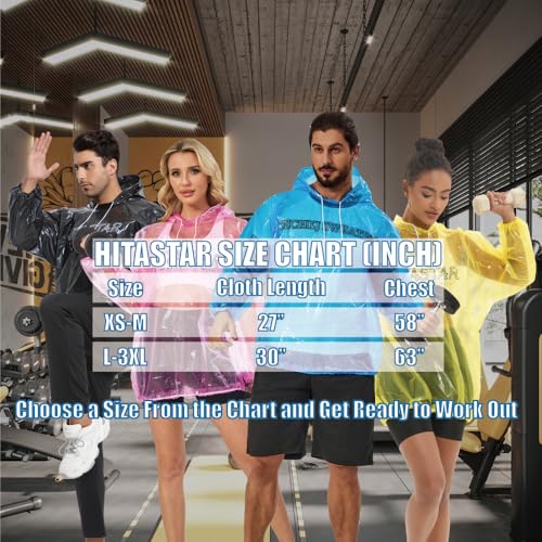 HITASTAR Sauna Pullovers Sauna Suit for Women & Men Sweat Suits Workout Shirt Long Sleeve Sweat Suits with Hood Black 1PCS Regular