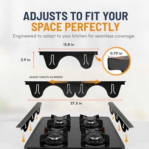 Linda’s Essentials Stainless Steel Stove Gap Covers (2 Pack) Adjustable Length 13.8" to 27.5" Stove Gap Covers Stainless Steel, Steel Adjustable Stove Gap Covers, Counter, Oven & Stove Gap Filler