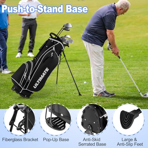 Tangkula 10 Pieces Men's Complete Golf Clubs Set Right Hand, Includes 460cc Alloy #1 Driver & #3 Fairway Wood & #4 Hybrid & #6/#7/#8/#9/#P Irons & Putter, Golf Club Set, Black