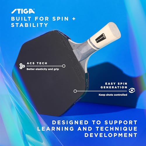STIGA Cybershape Lite Ping Pong Paddle – Beginner Table Tennis Racket with Lightweight 5-Ply Blade, Hexagon Shape, and Spin-Friendly Rubber for Recreational Play