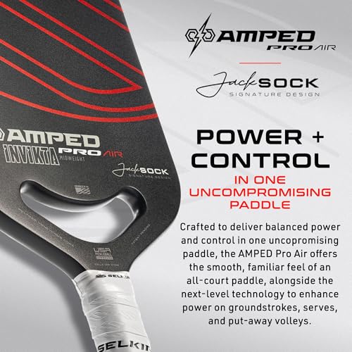 Selkirk Sport Amped Pro Air Pickleball Paddle | Fiberglass Pickleball Paddles with a Polypropylene X5+ 16mm Core | Throatflex | Flex Foam | Pickleball Rackets Made in The USA | Invikta Jack Sock