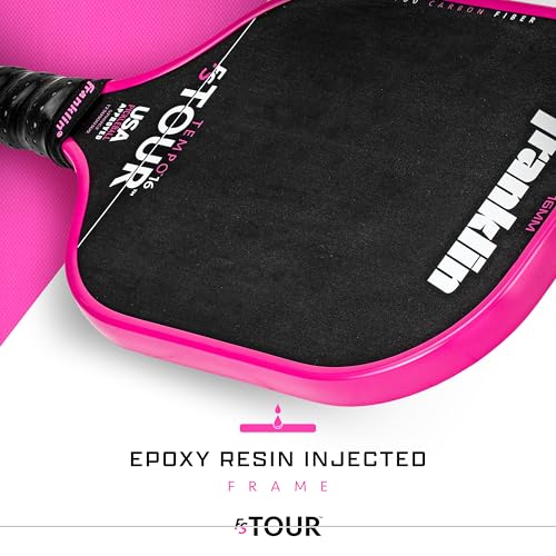 Franklin Sports Pro Pickleball Paddle Set - FS Tour Series Carbon Fiber Pickleball Paddle, Paddle Cover + Paddle Eraser - Official USA Pickleball (USAPA) Approved Paddle Set - Tempo 16mm Core - Pink