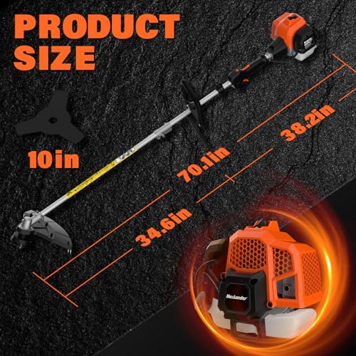 MAXLANDER 26cc Gas Weed Wacker, 2-in-1 Multi Tools, String Trimmer 17-Inch with 10-Inch Brush Cutter, Use 2 Cycle Air-Cooled Engine with Rubber Handle & Shoulder Strap Included, for Mowing Lawns