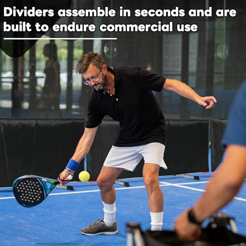 bimiti Pickleball Ball Barrier 3 Pack - Portable Indoor and Outdoor Court Edge Guard, Brandable Dividers & Net Kit（Black）