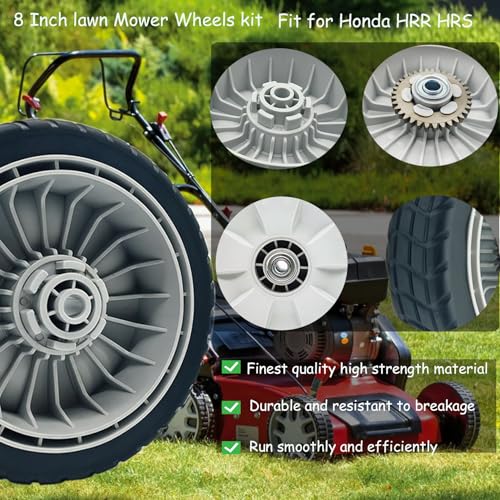 4 Pack Lawn Mower Wheels, HRR216K9VKAA Wheels, Fit for Honda HRR216 HR215 HRT216 HRB215 HRR2168vka etc 21 Inch Lawn Mower,2 Rear Wheels 42710-VE2-M02ZE, 2 Front Wheels 44710-VL0-L02ZB,5 Years Warranty